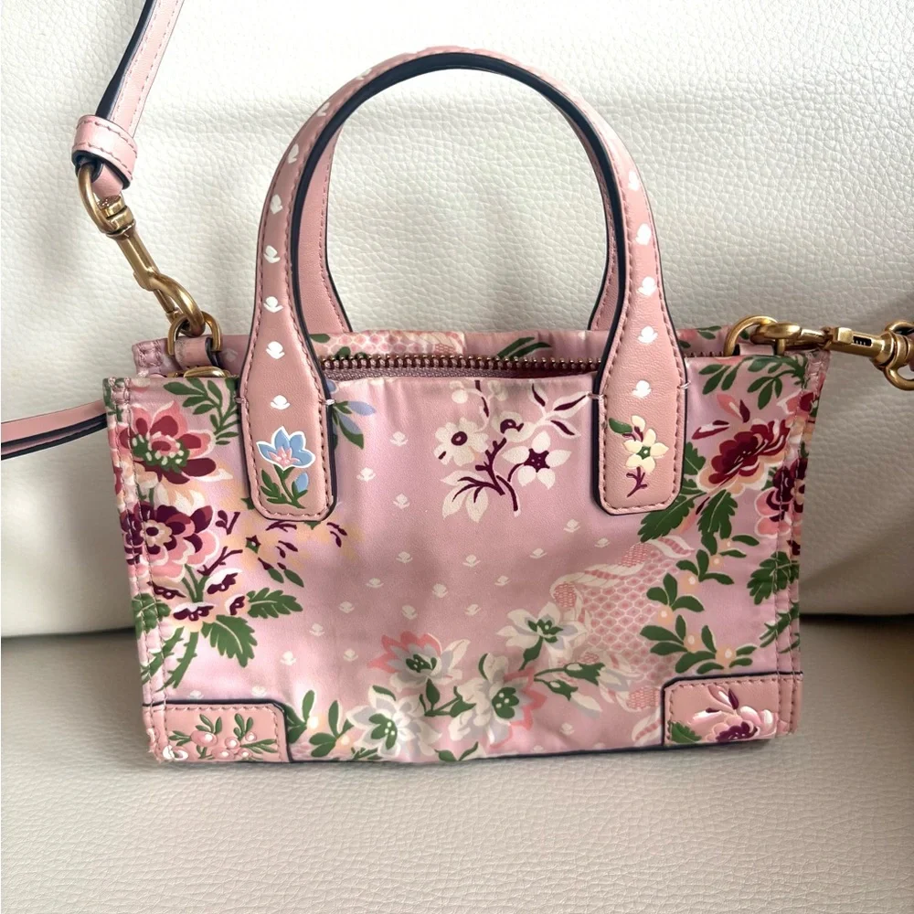 Rare Tory Burch Pink Floral Mini Ella aka Micro Ella Tote - Picture 4 of 14